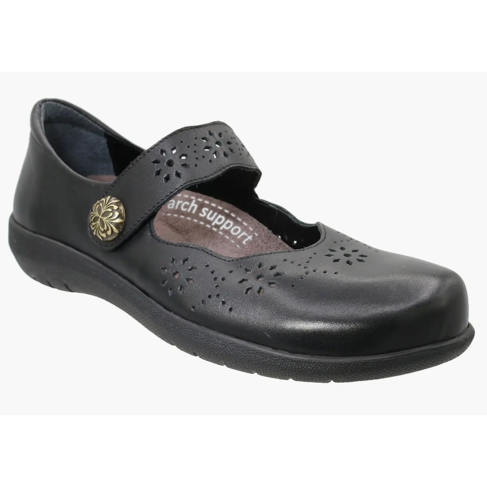 David Tate Women Black Leather Mary Jane Loafers Shoes Arch Support 9 Narrow NIB